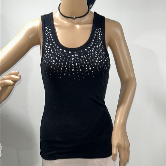 Rave Black Embellished Women's Tank Top - Picture 3 of 5